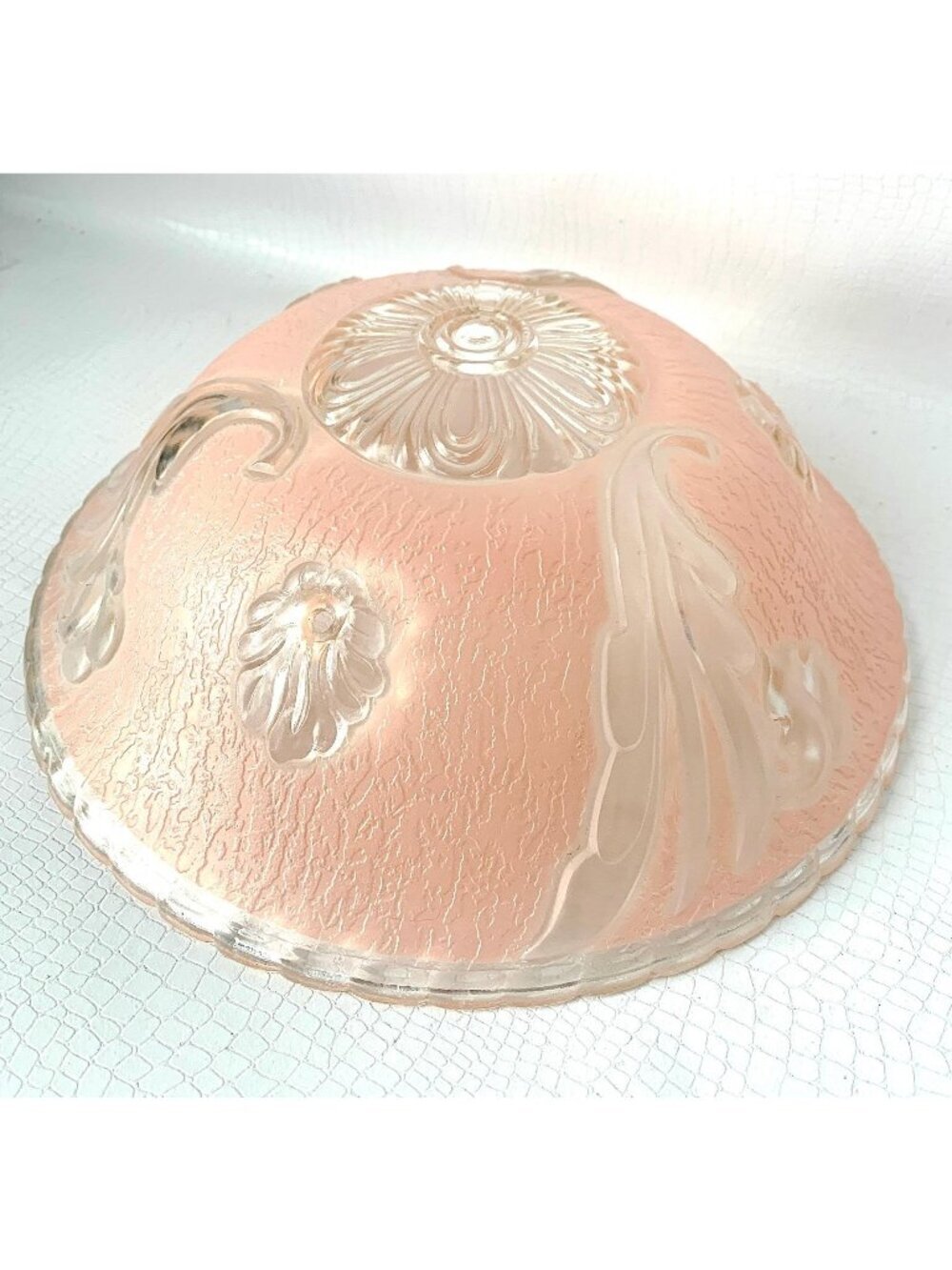 Vintage Ceiling Lamp Shade Pink Embossed Design 1950's Light fixture